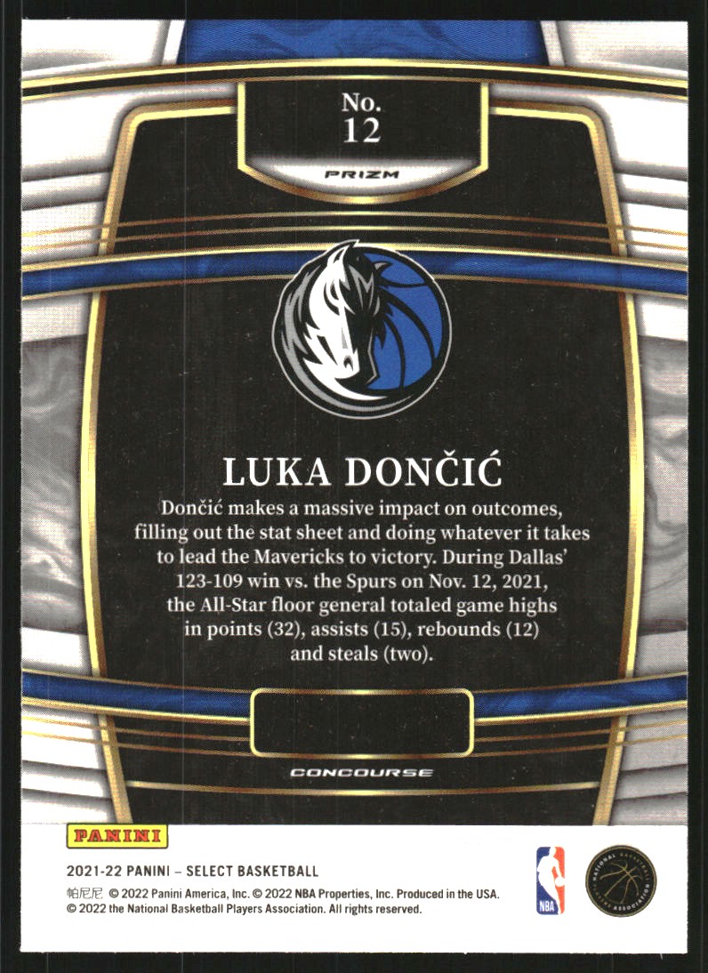 2021-22 Select Prizms Blue Shimmer #12 Luka Doncic - NM-MT