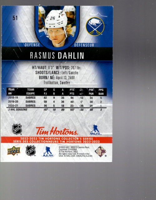 B3114- 2022-23 Upper Deck Tim Hortons Hockey Cards -You Pick- 15+ FREE US SHIP - Picture 3 of 15