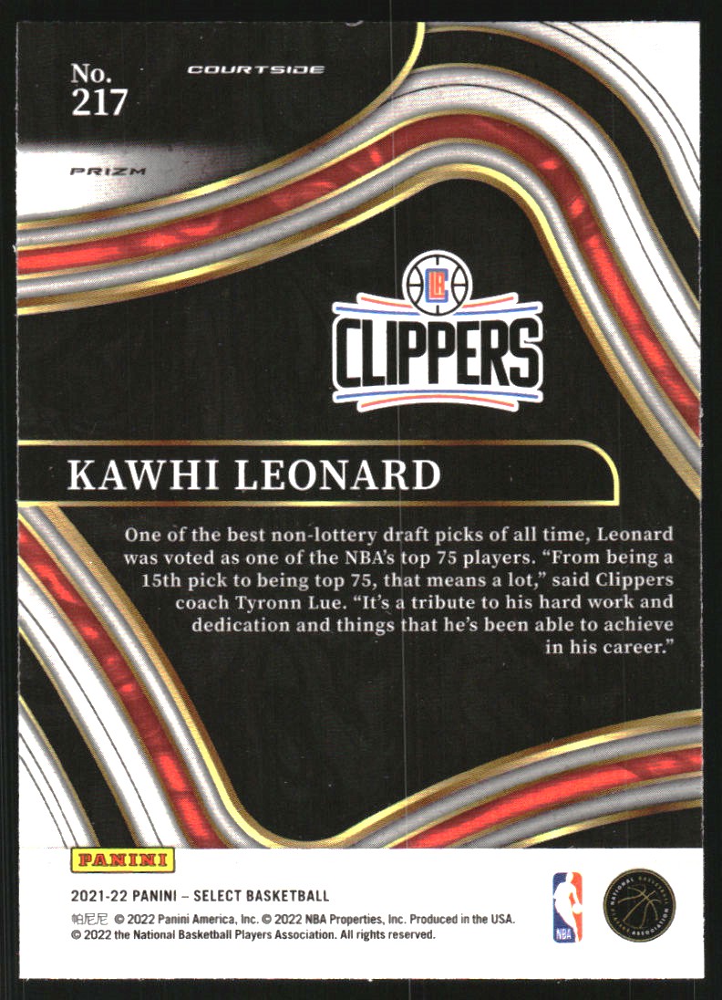 2021-22 Select Prizms Blue Shimmer #217 Kawhi Leonard