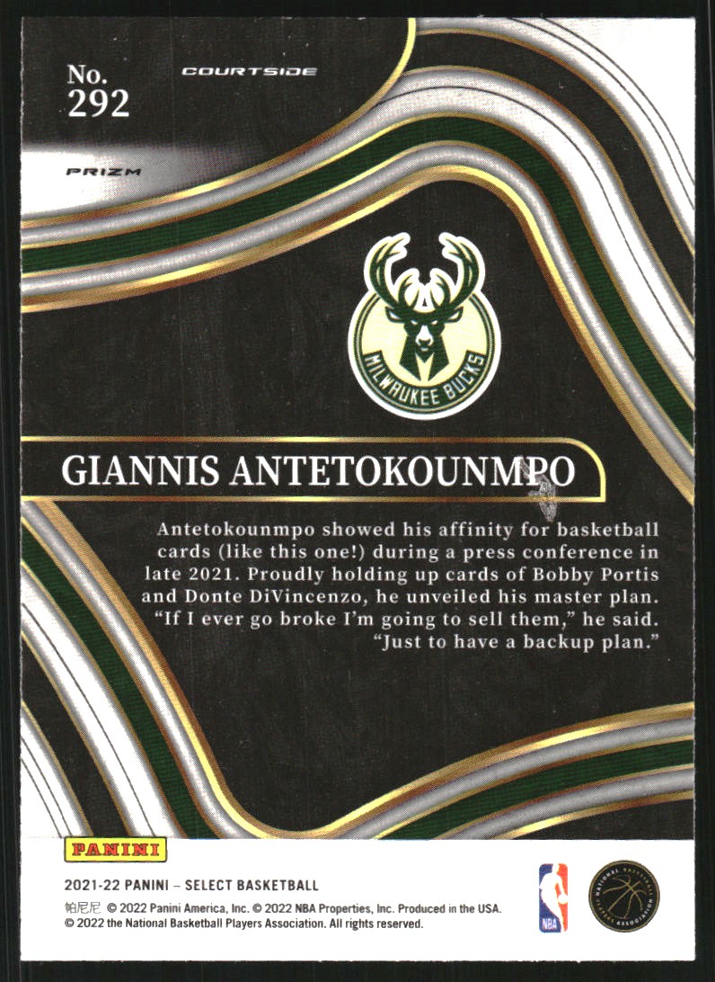 2021-22 Select Prizms Blue Shimmer #292 Giannis Antetokounmpo