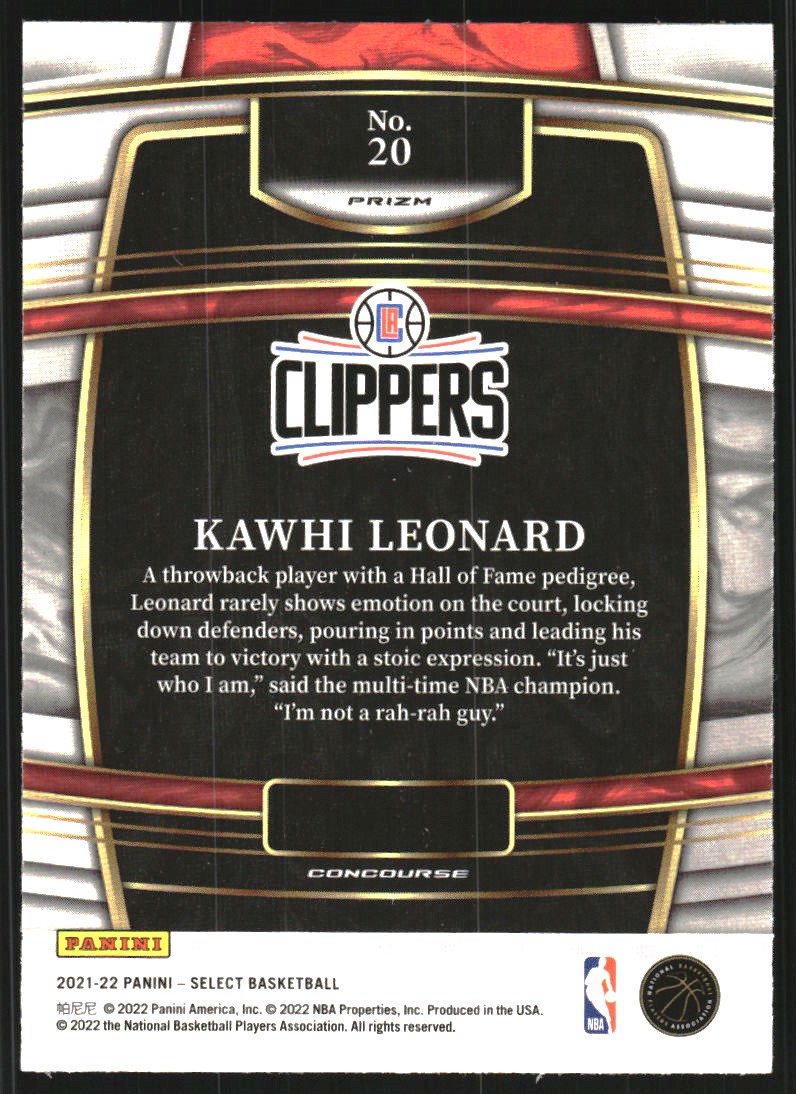 2021-22 Select Prizms Scope #20 Kawhi Leonard