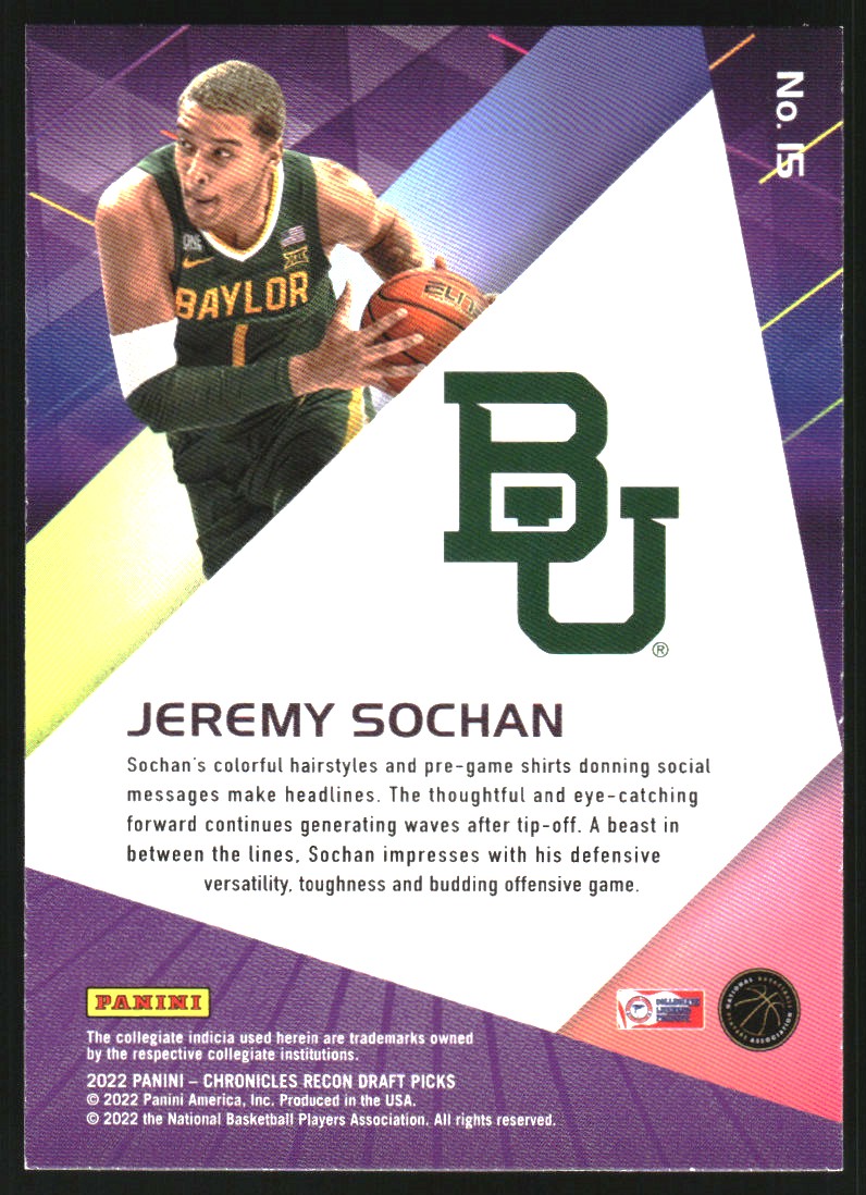 2022-23 Panini Chronicles Draft Picks Recon #15 Jeremy Sochan - NM