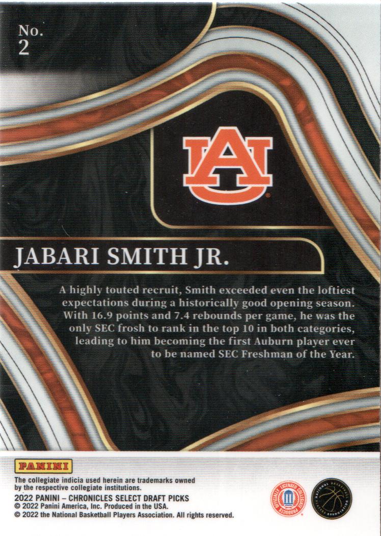 202223 Panini Chronicles Draft Picks Select 2 Jabari Smith Jr. NM