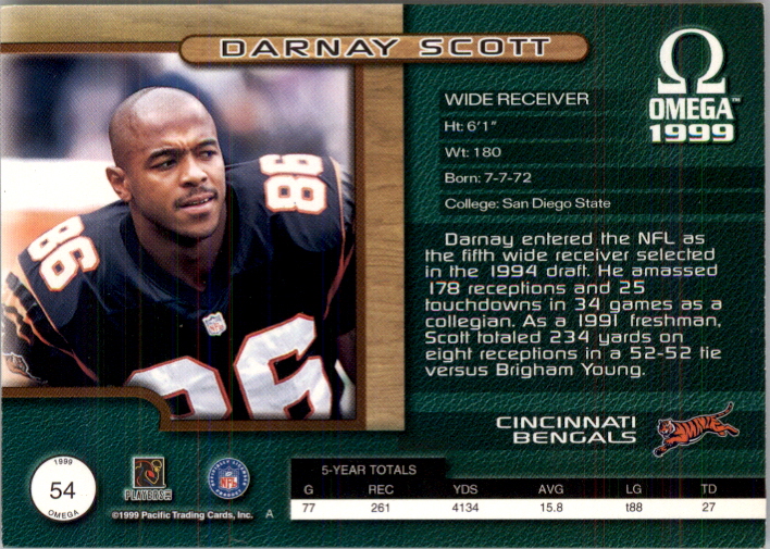 1999 Pacific Omega Gold #54 Darnay Scott back image