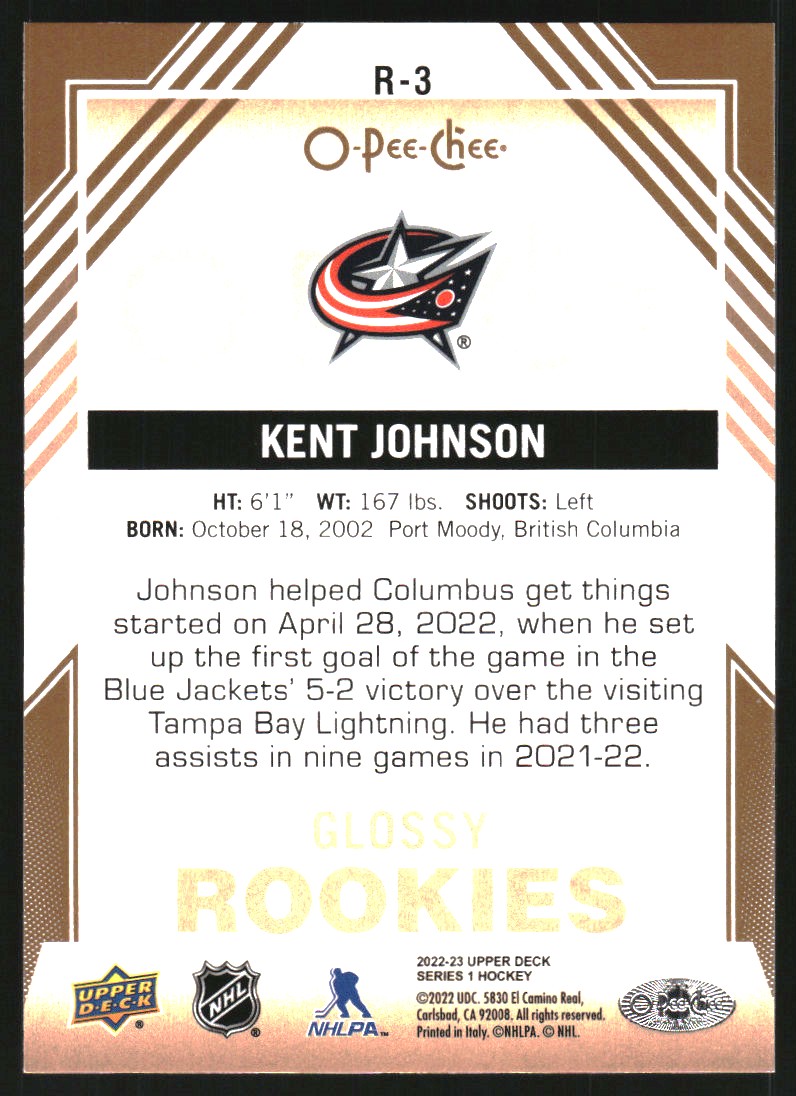 2022-23 Upper Deck O-Pee-Chee Glossy Bronze #R3 Kent Johnson