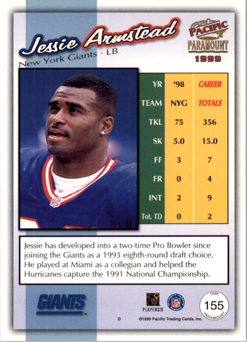 1999 Paramount HoloGold #155 Jessie Armstead back image