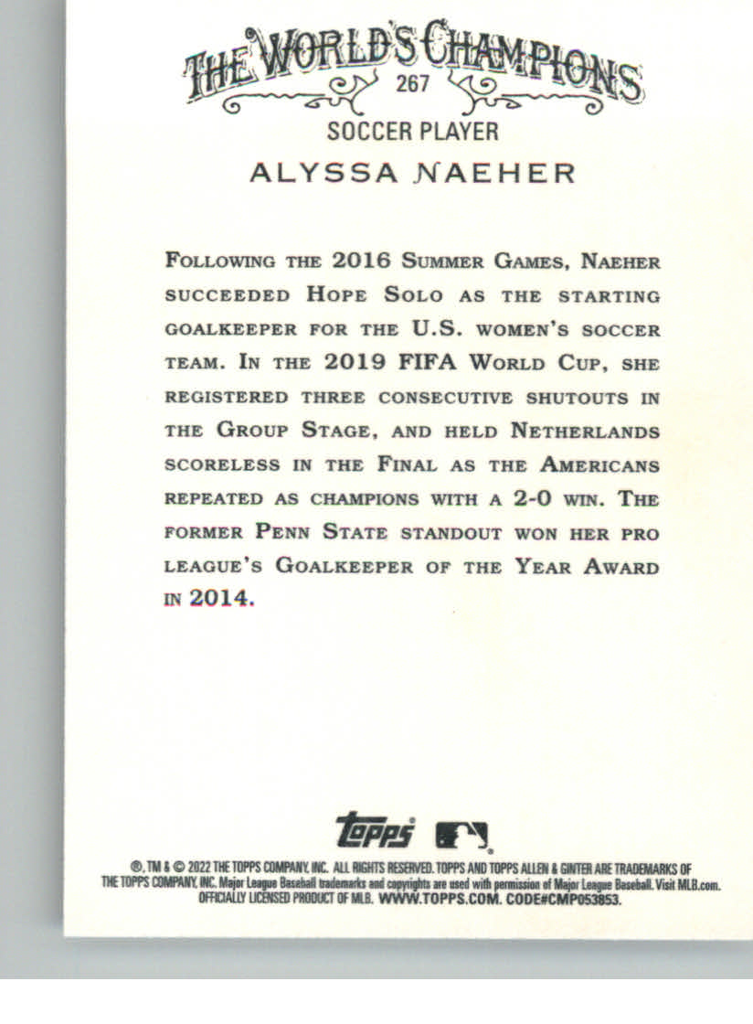 2022 Topps Allen and Ginter #267 Alyssa Naeher back image