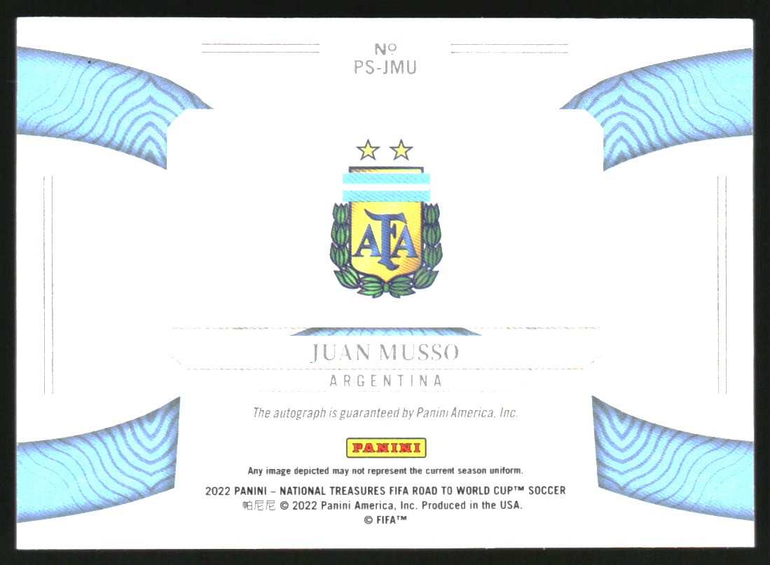 2022 Panini National Treasures Road to the World Cup Peerless Signatures #4 Juan Musso/99