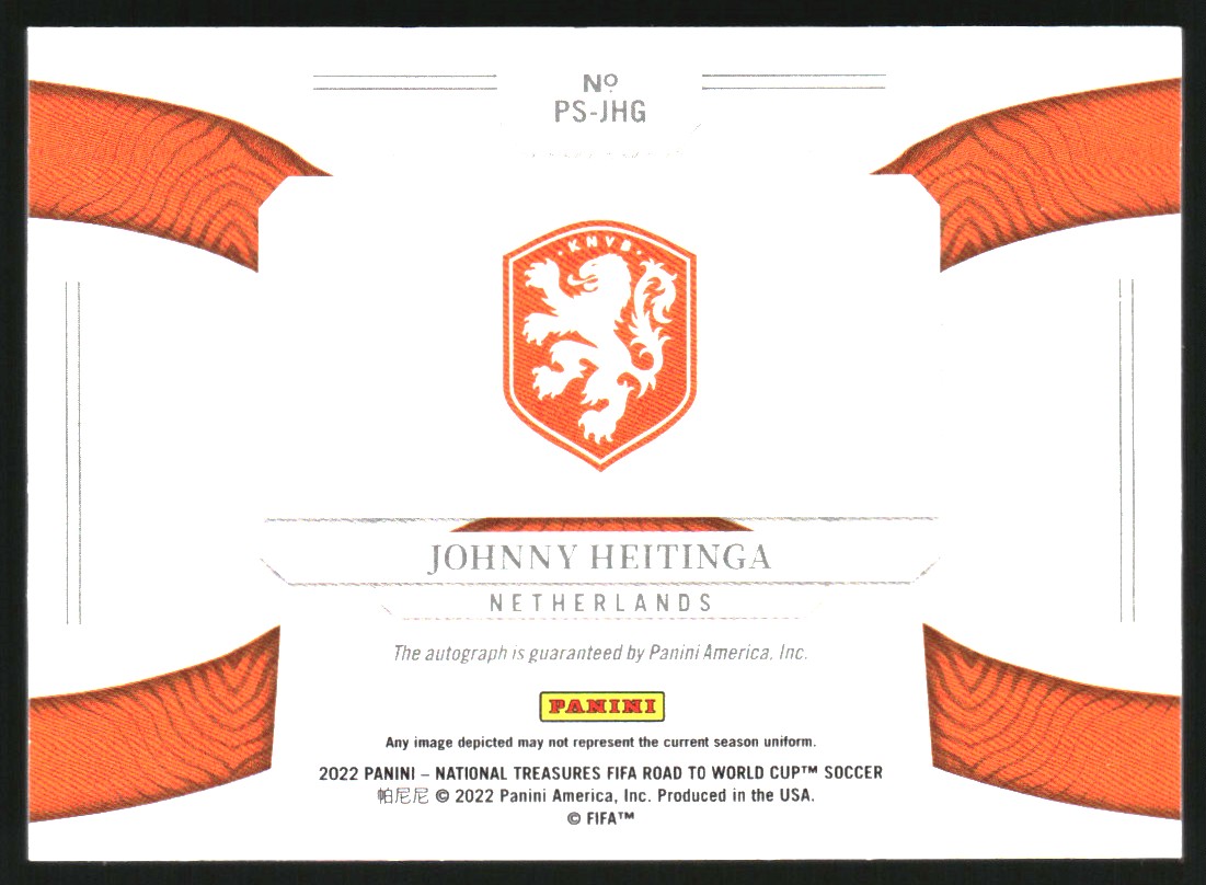 2022 Panini National Treasures Road to the World Cup Peerless Signatures #31 Johnny Heitinga/99
