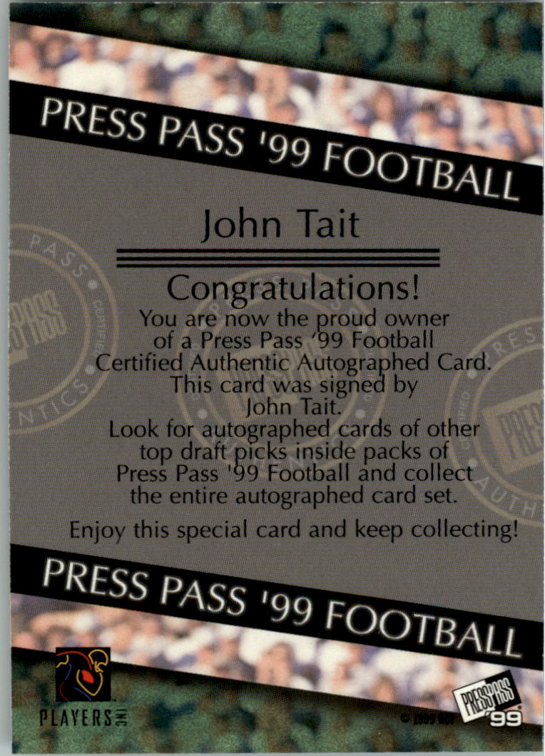 1999 Press Pass Autographs #8 John Tait back image