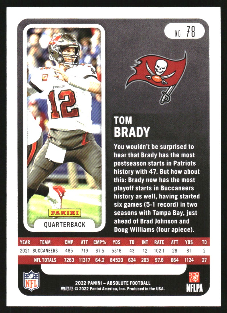 2022 Absolute Blue #78 Tom Brady