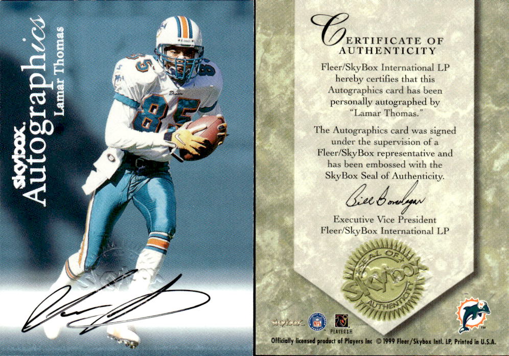 1999 SkyBox Premium Autographics #75 Lamar Thomas EX/MM