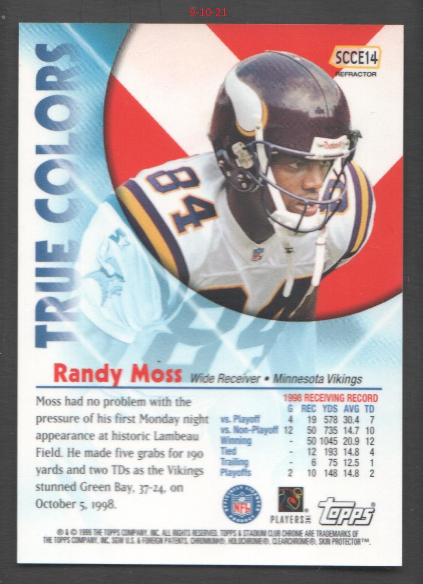 1999 Stadium Club Chrome True Colors Refractors #14 Randy Moss back image