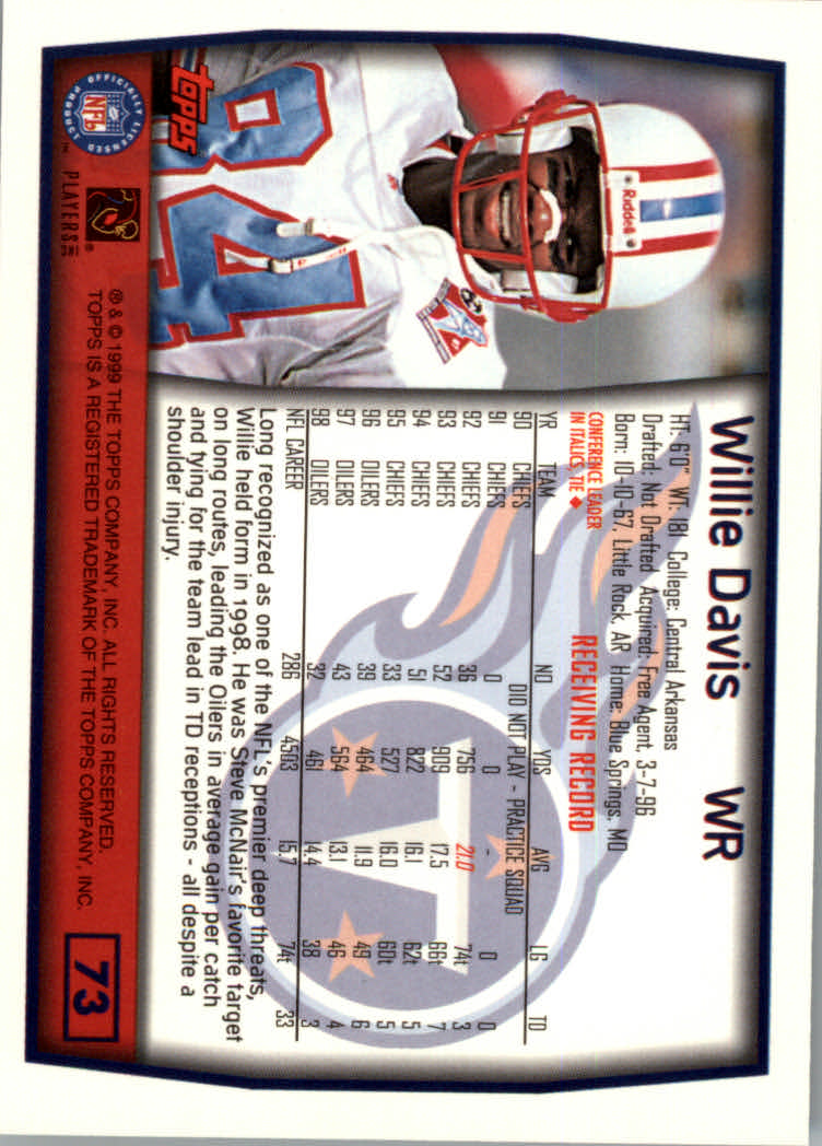 1999 Topps #73 Willie Davis back image