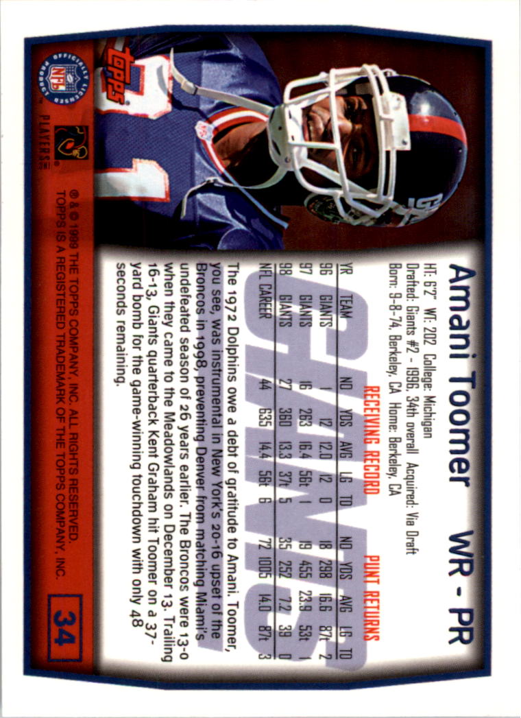 1999 Topps Collection #34 Amani Toomer - NM-MT