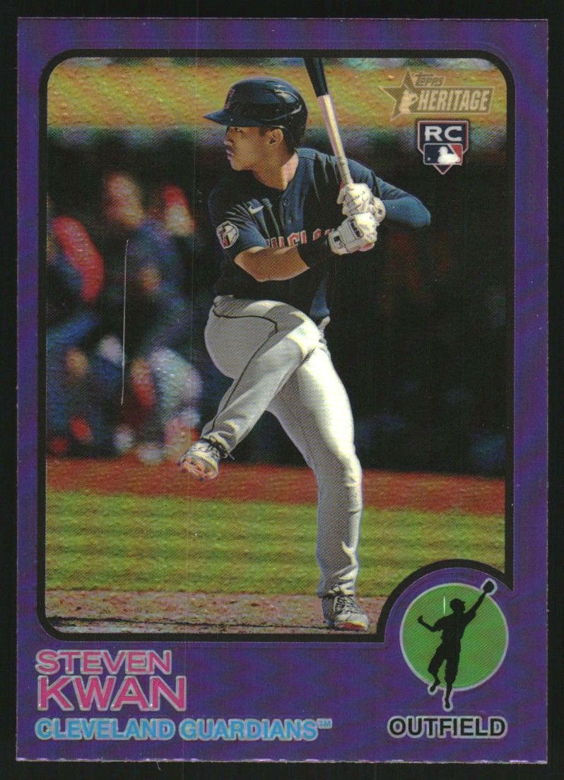 2022 Topps Heritage Chrome Purple Refractors #562 Steven Kwan