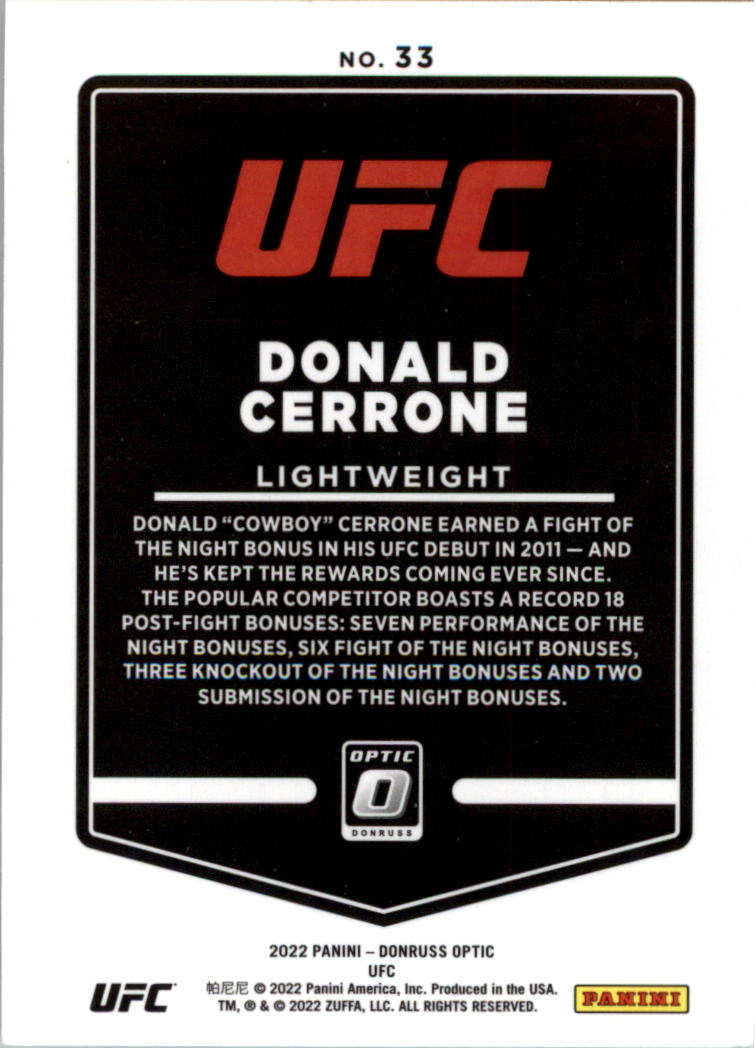2022 Donruss Optic UFC Trading Cards Card Pick (Base) - Picture 67 of 235