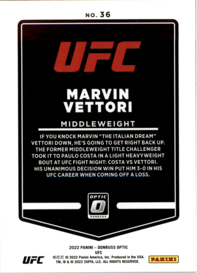 2022 Donruss Optic UFC Trading Cards Card Pick (Base) - Picture 73 of 235