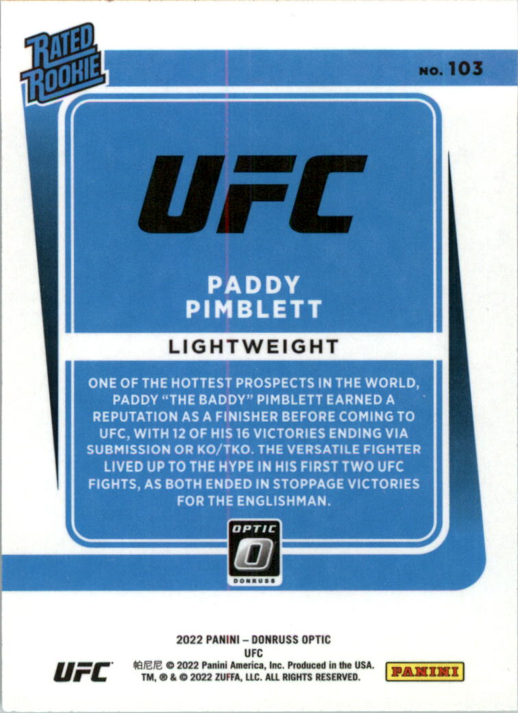 2022 Donruss Optic UFC Trading Cards Card Pick (Base) - Picture 207 of 235