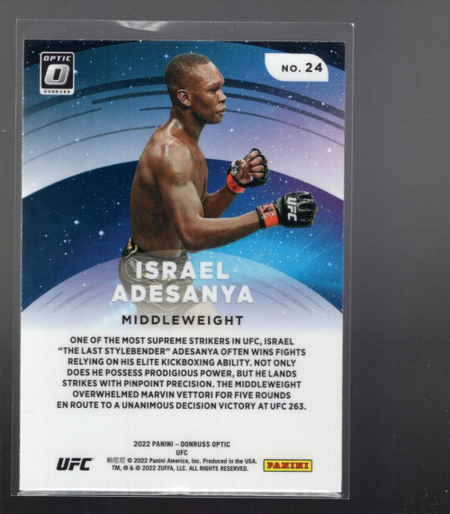 2022 discount Donruss Optic UFC Star Gazing #24 Israel Adesanya /99 Red Prizm