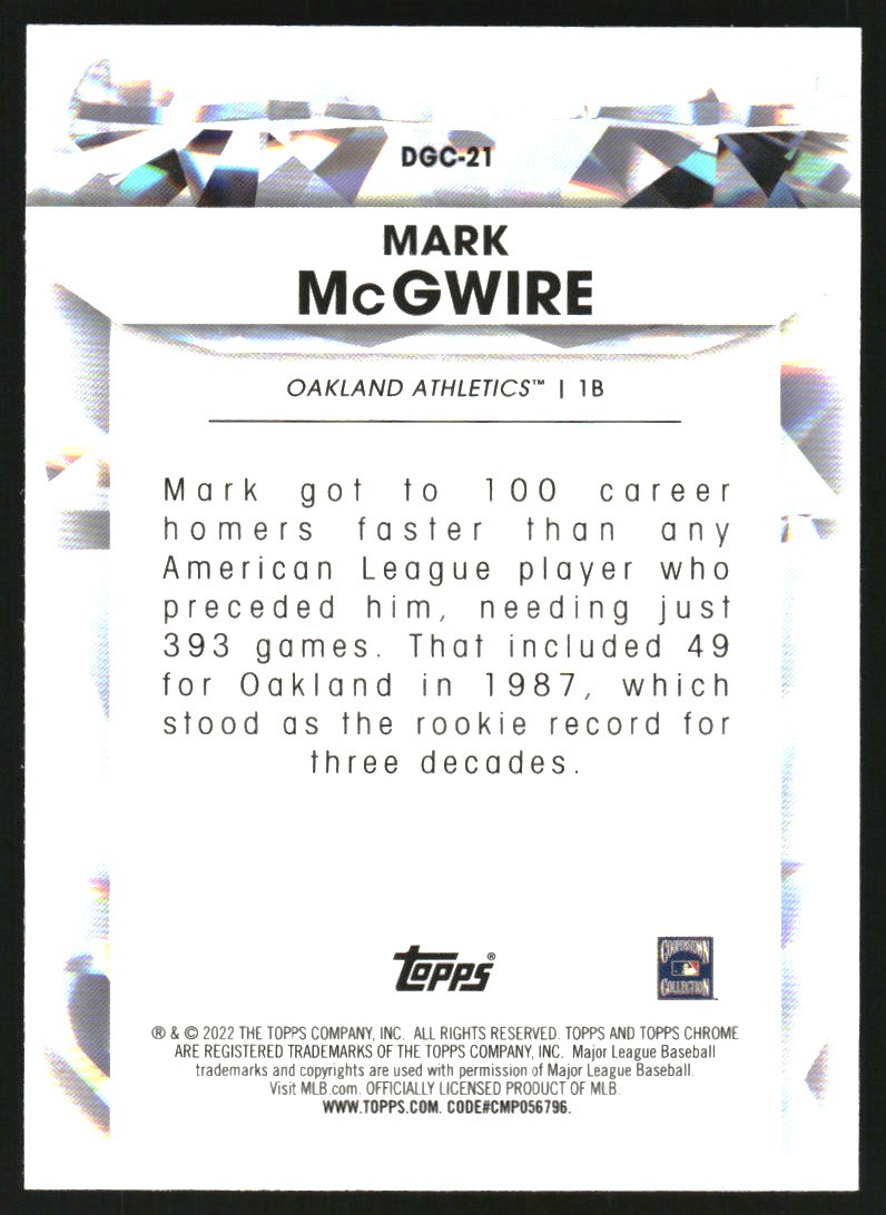 2022 Topps Chrome Update Diamond Greats Die Cuts #DGC21 Mark McGwire