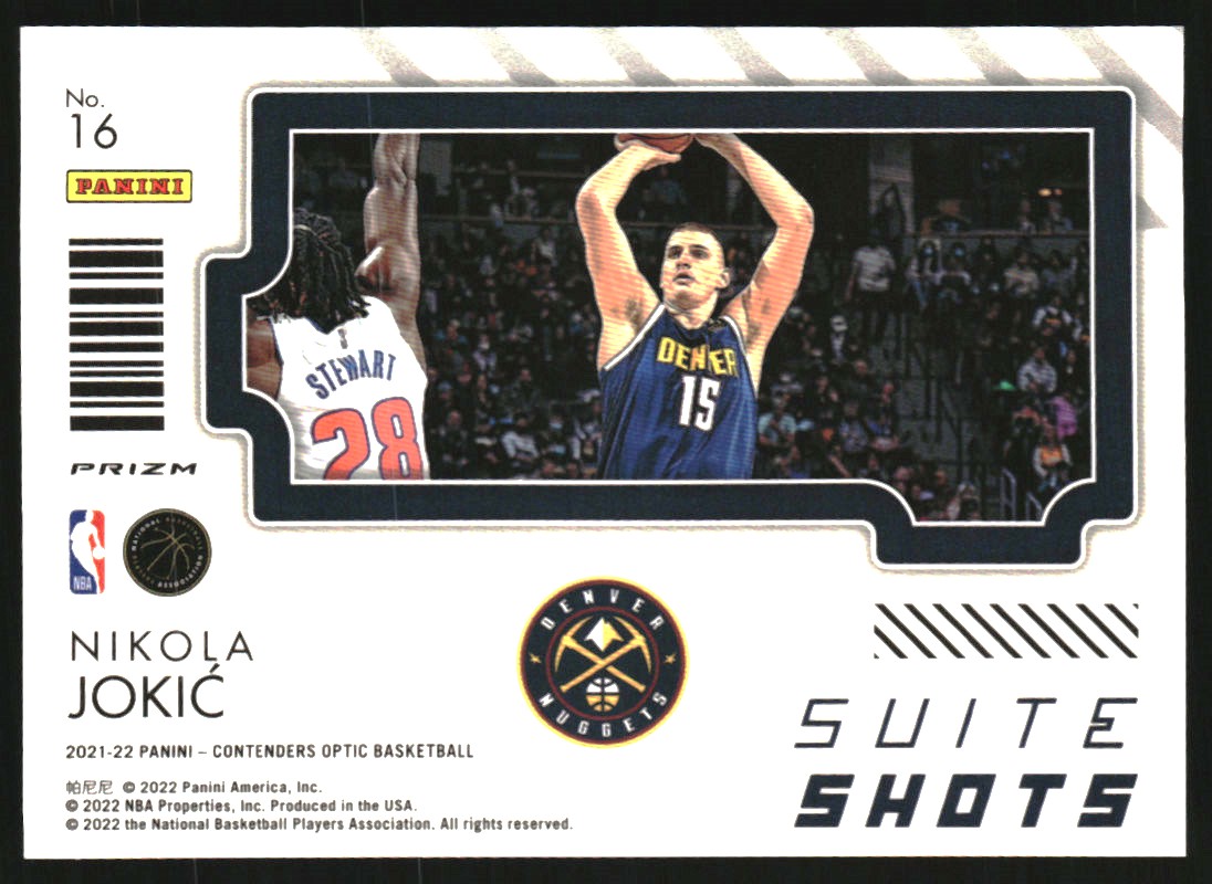 2021-22 Panini Contenders Optic Suite Shots #16 Nikola Jokic