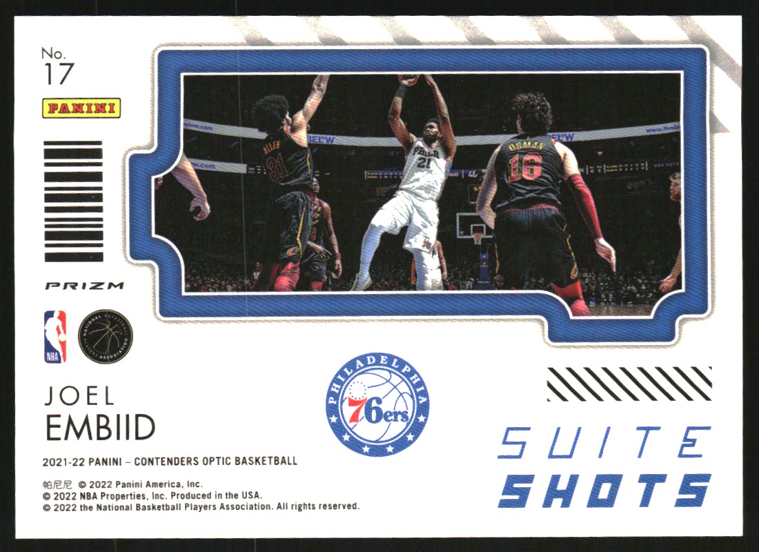 2021-22 Panini Contenders Optic Suite Shots #17 Joel Embiid