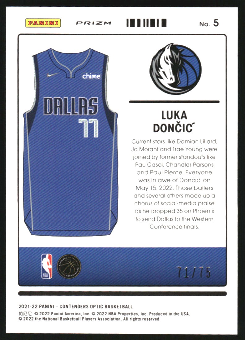 2021-22 Panini Contenders Optic Uniformity Blue Cracked Ice