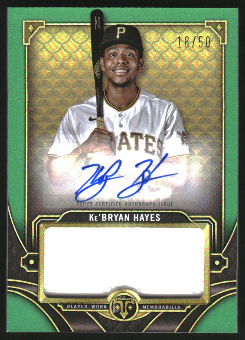 2022 Topps Triple Threads Single Jumbo Relic Autographs Emerald #ASJRKH Ke'Bryan Hayes