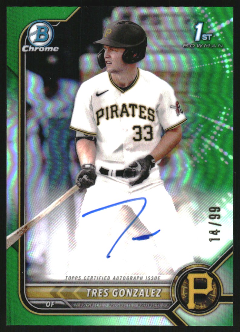 2022 Bowman Chrome Draft Autographs Green Refractors #CDATG Tres Gonzalez