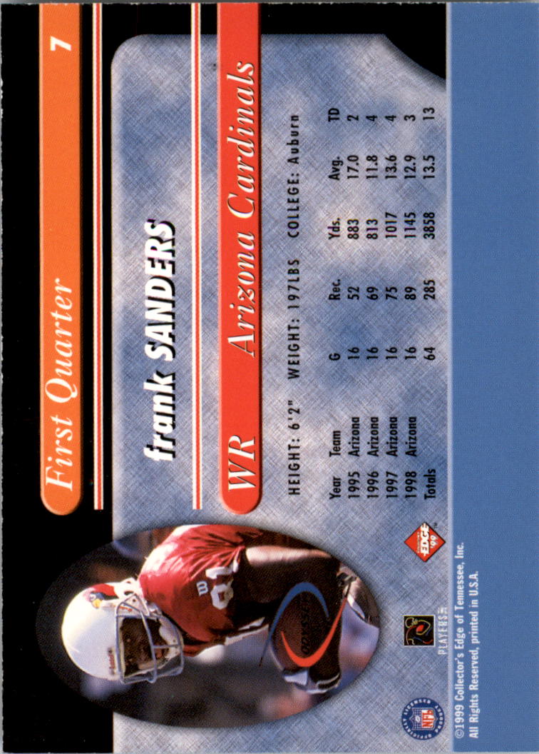 1999 Collector's Edge Millennium Collection Odyssey #7 Frank Sanders back image