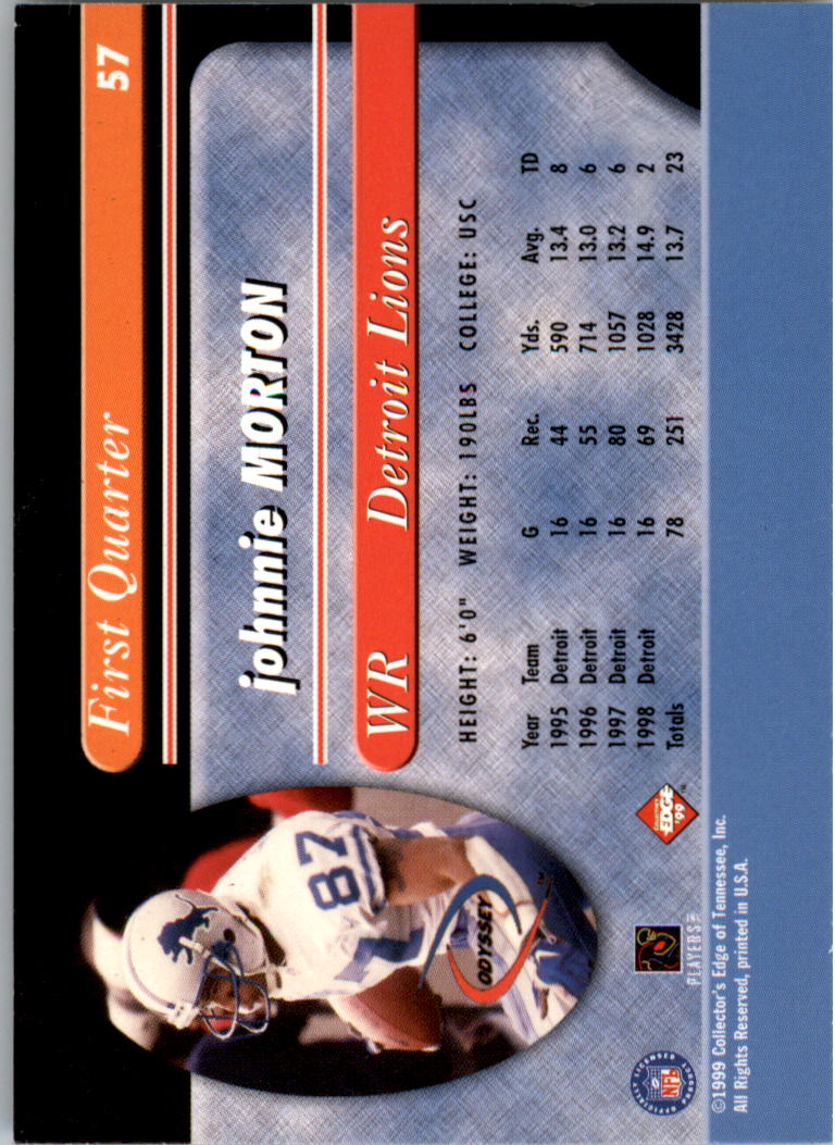 1999 Collector's Edge Millennium Collection Odyssey #57 Johnnie Morton back image