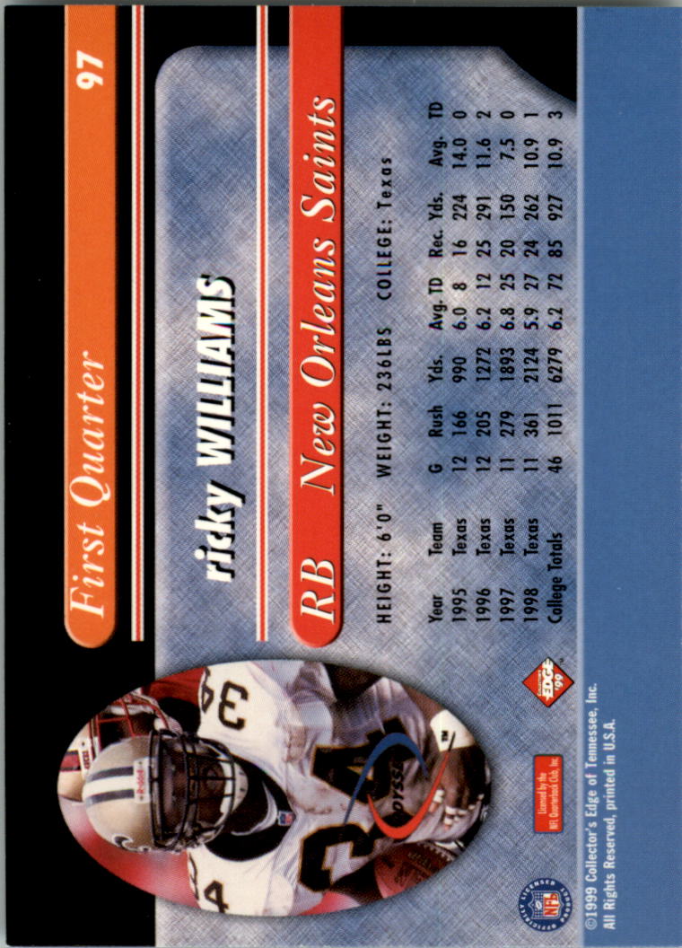 1999 Collector's Edge Millennium Collection Odyssey #97 Ricky Williams back image