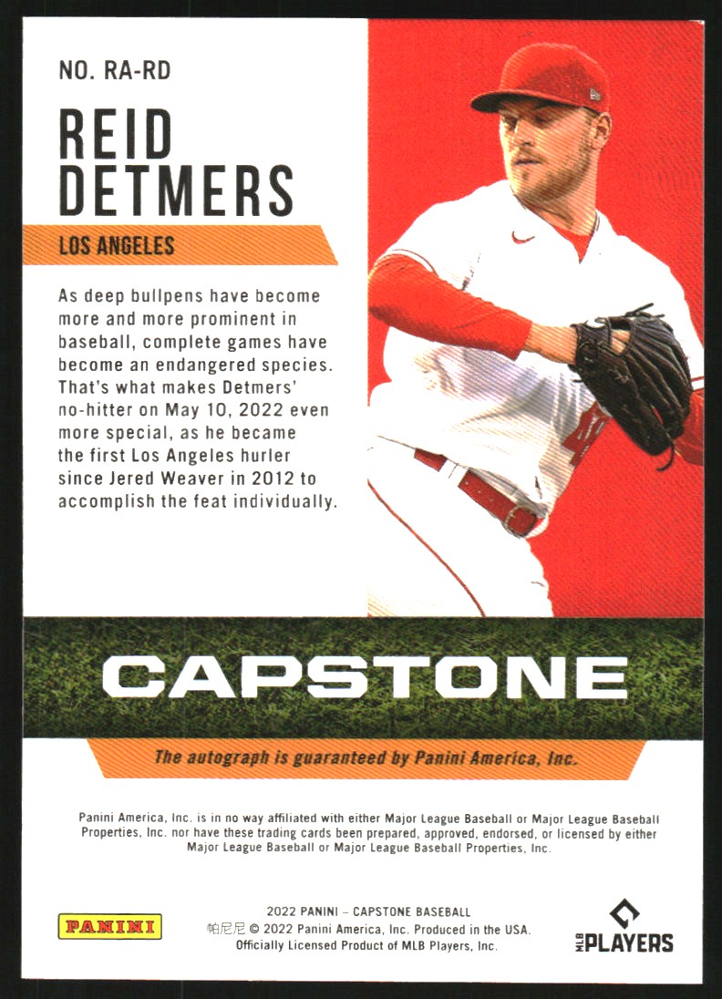 2022 Panini Capstone Rookie Autographs #40 Reid Detmers