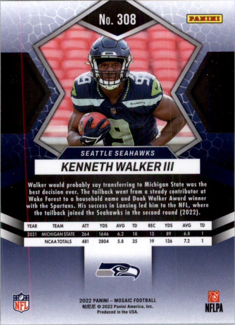 Kenneth Walker III (308) - 2022 Panini Mosaic