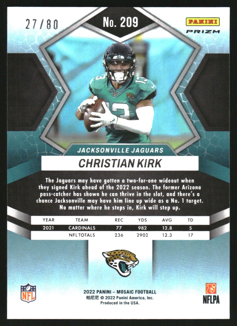 2022 Panini Mosaic Mosaic Choice Fusion Red and Yellow #209 Christian Kirk