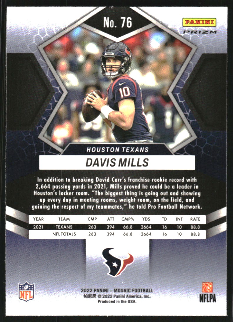 2022 Panini Mosaic Mosaic Reactive Orange #76 Davis Mills - NM-MT ...