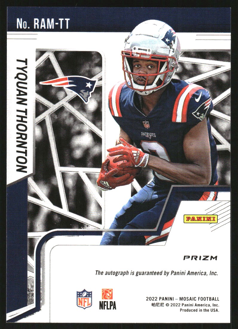 2022 Panini Mosaic Rookie Autographs Mosaic Choice Fusion Red and Yellow #36 Tyquan Thornton