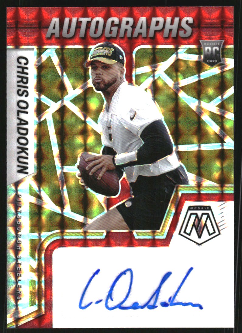2022 Panini Mosaic Rookie Autographs Mosaic Choice Fusion Red and Yellow #65 Chris Oladokun