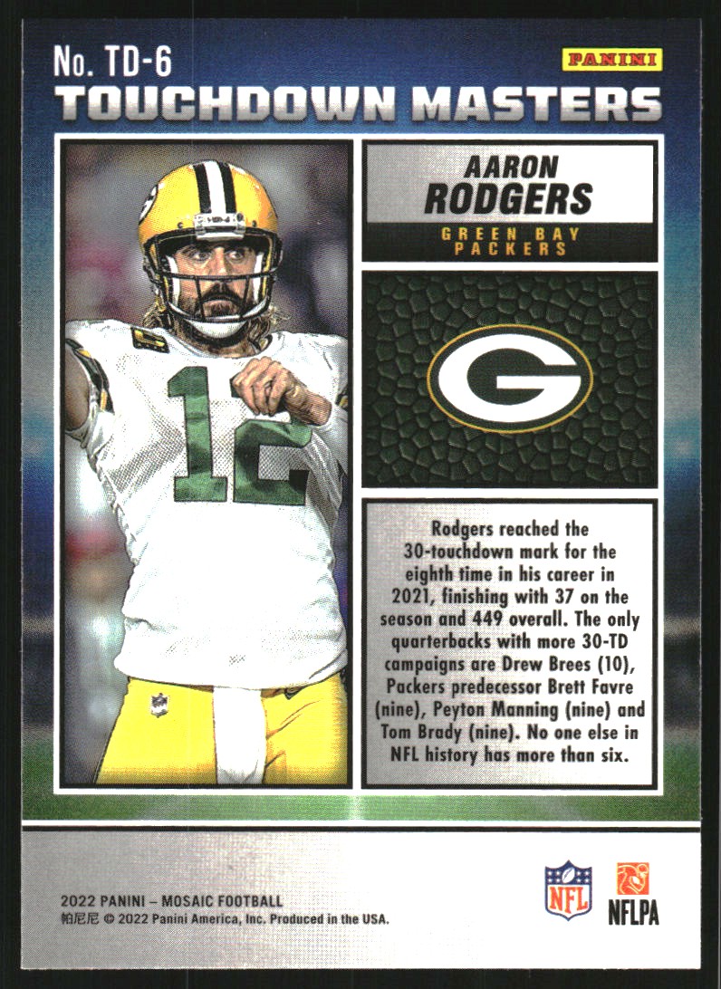 2022 Panini Mosaic Touchdown Masters #6 Aaron Rodgers