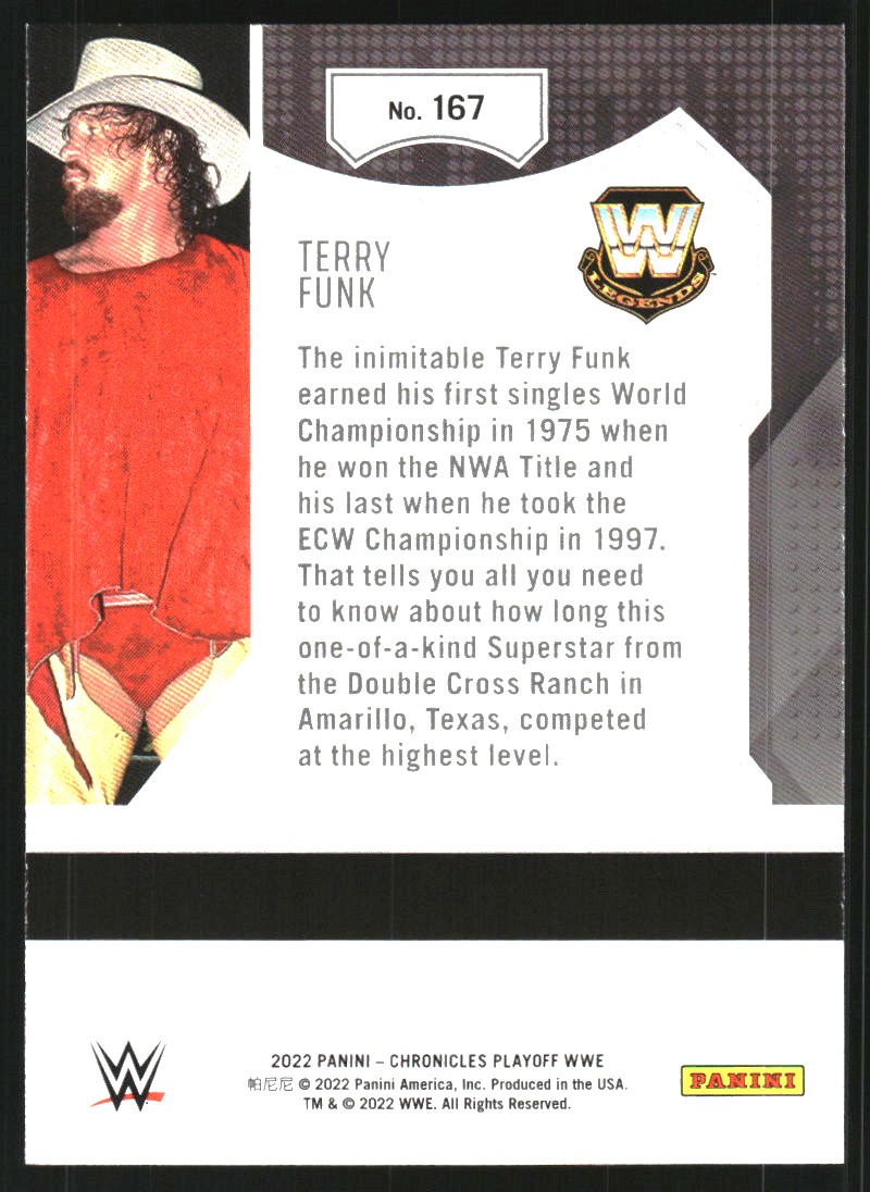 2022 Panini Chronicles WWE #167 Terry Funk/Playoff back image