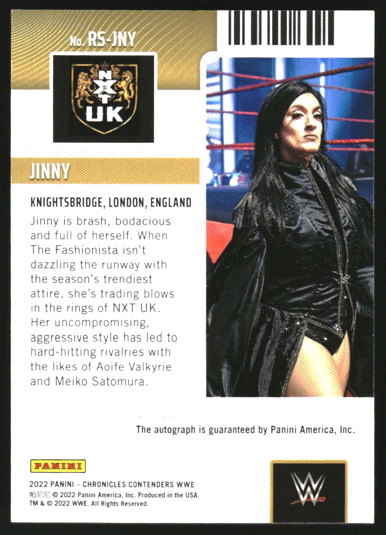 2022 Panini Chronicles WWE Contenders Rookie Ticket Autographs #RSJNY Jinny