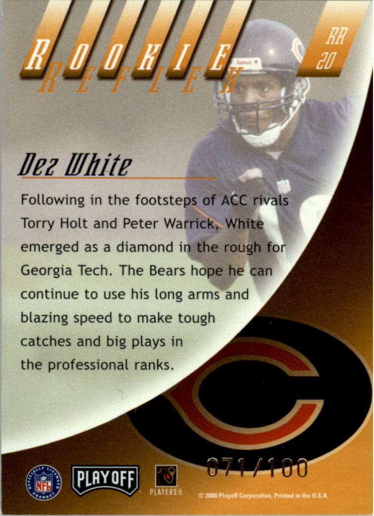 2000 Absolute Rookie Reflex Gold #RR20 Dez White back image