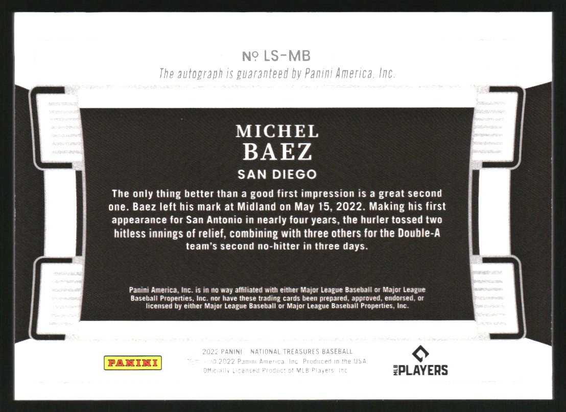 2022 Panini National Treasures Legacy Signatures Gold #25 Michel Baez/25
