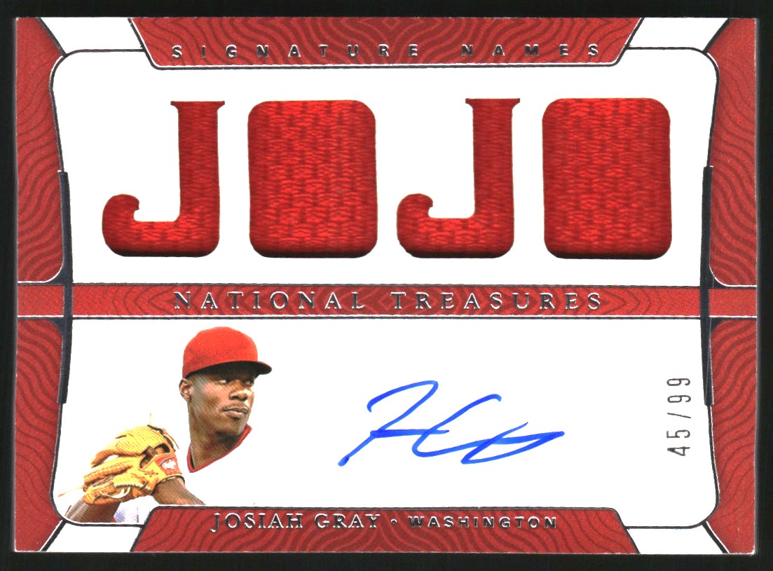 2022 Panini National Treasures Signature Names #25 Josiah Gray on