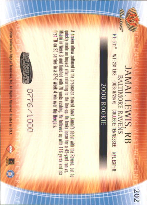 2000 Collector's Edge Masters HoloSilver #202 Jamal Lewis back image