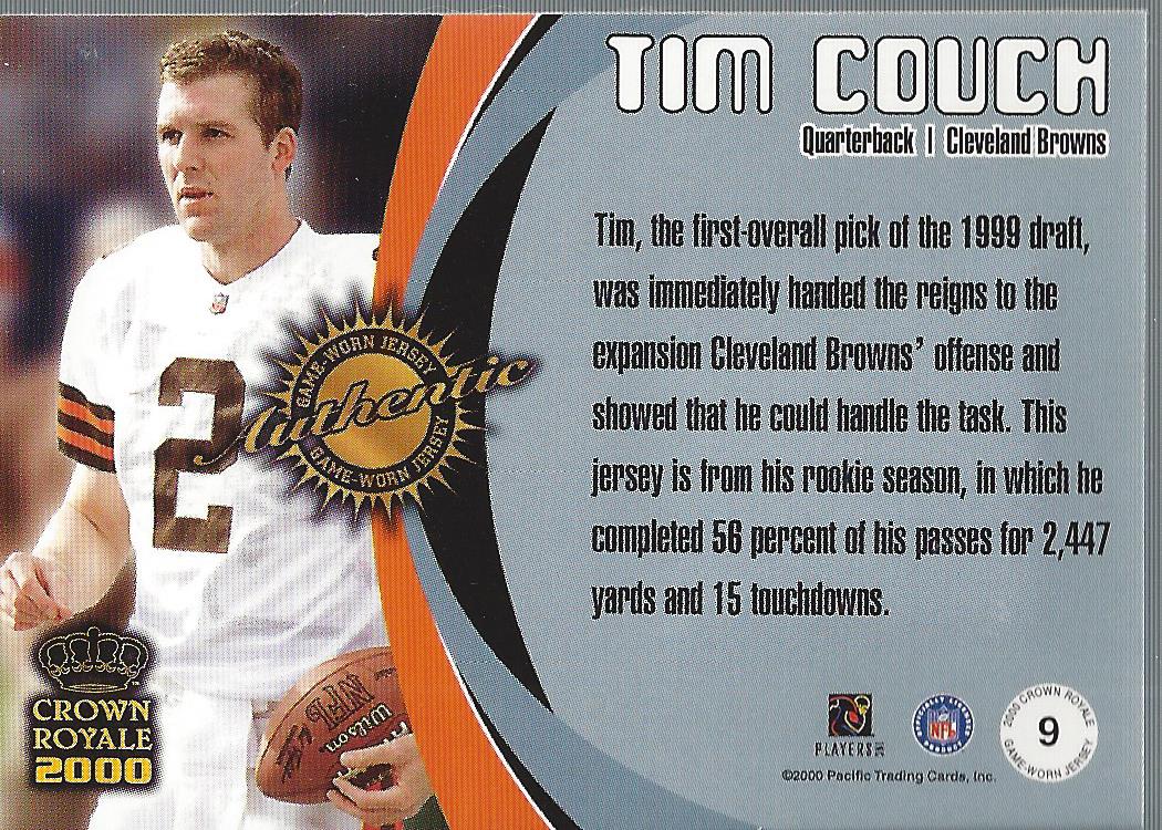 2000 Crown Royale Game Worn Jerseys #9 Tim Couch back image