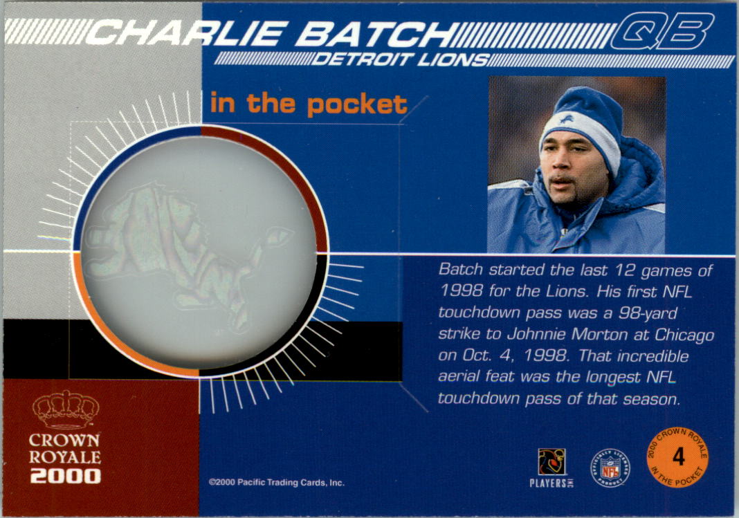 2000 Crown Royale In the Pocket #4 Charlie Batch back image