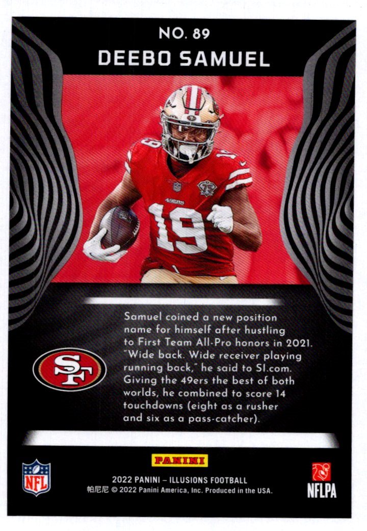 2020 DONRUSS #15 DEEBO SAMUEL JERSEY NUMBER /19 - SAN FRANCISCO