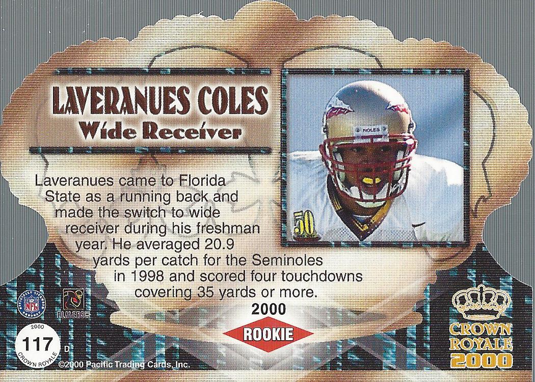 2000 Crown Royale Rookie Autographs #117 Laveranues Coles back image